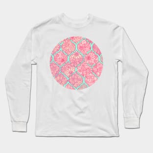 Moroccan Floral Lattice Arrangement - pink Long Sleeve T-Shirt